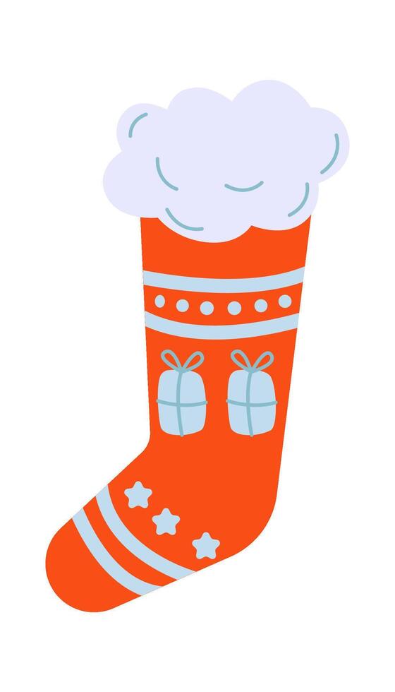 Winter warm socks flat icon Christmas decor vector