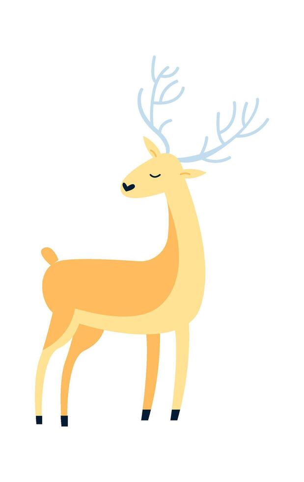 Cute cartoon deer flat icon Wild animal vector
