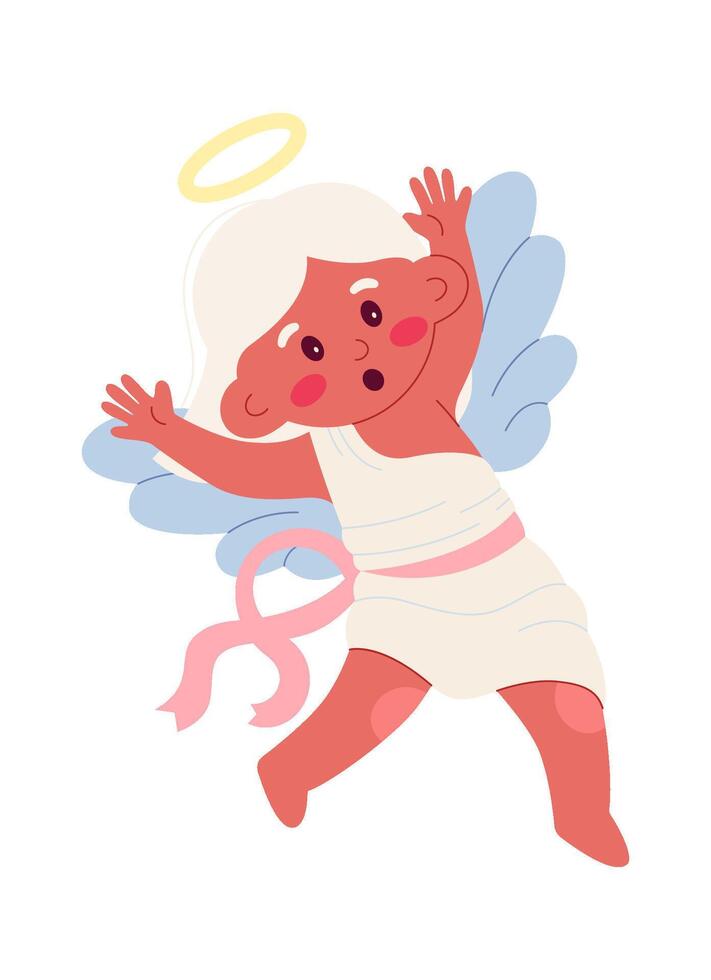 Shocked cute cupid flat God of love vector
