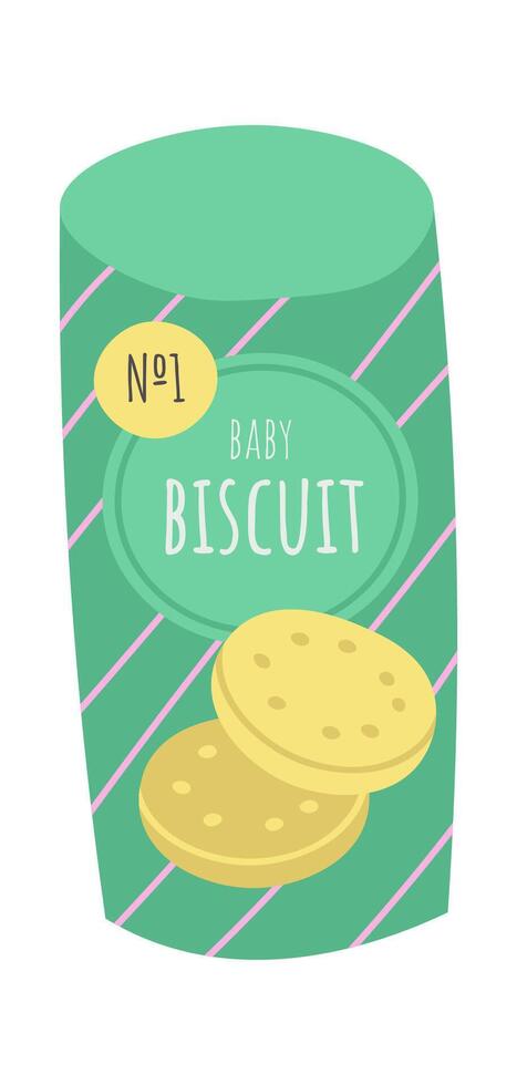Baby biscuits flat icon Balanced nutrition Tasty cookies vector