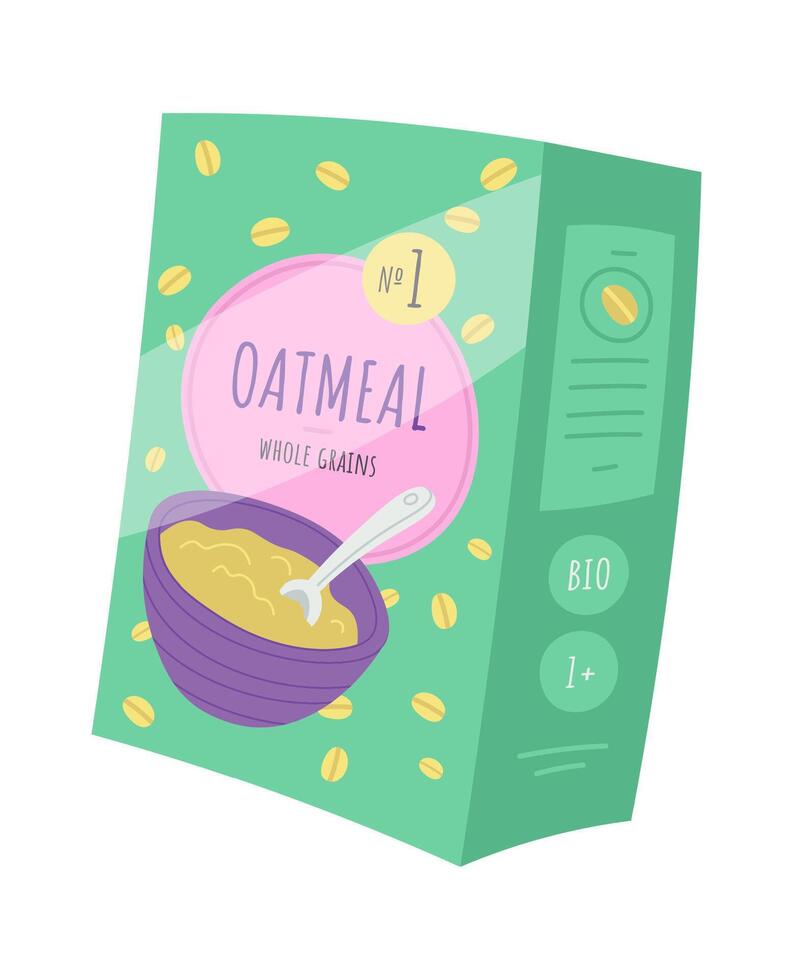 Oatmeal grains flat icon Baby food Balanced nutrition vector