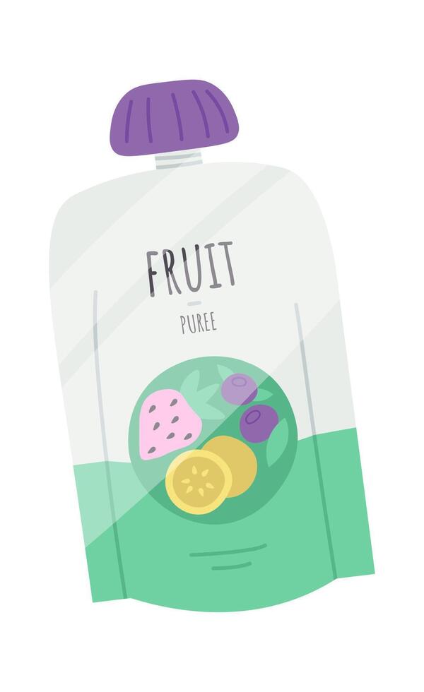Fruit puree flat icon Baby food Balanced nutrition vector