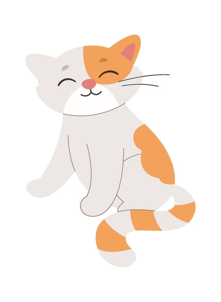 Cute cat sitting flat icon Funny domestic animal vector