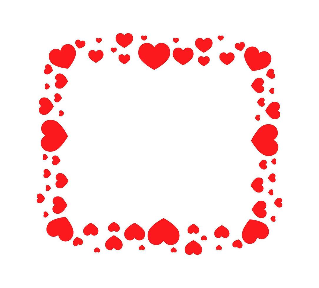 Square frame with hearts flat icon Wall decor element vector