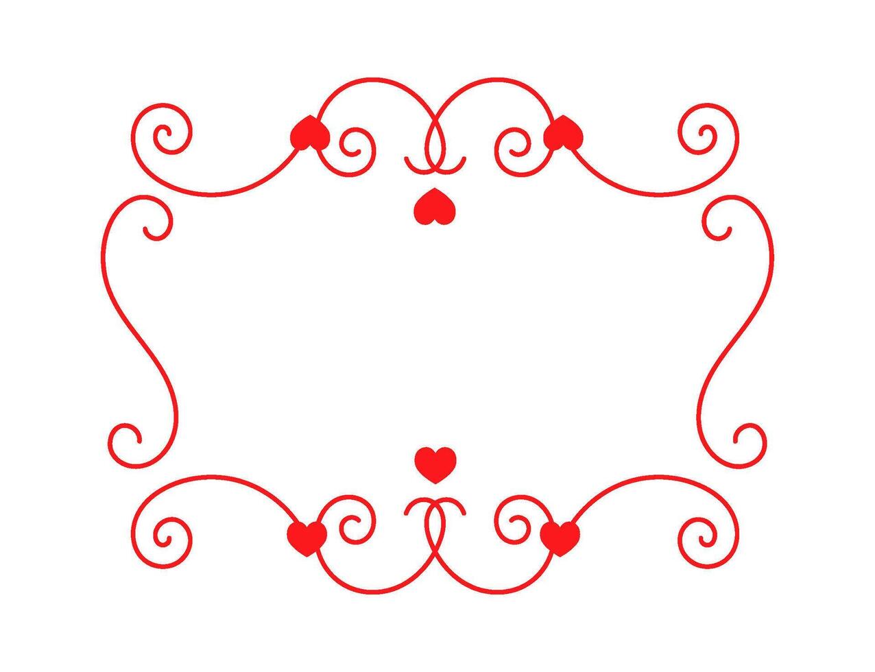 Square frame with hearts and curls flat icon Wall decor Flat Illustration Icon vector