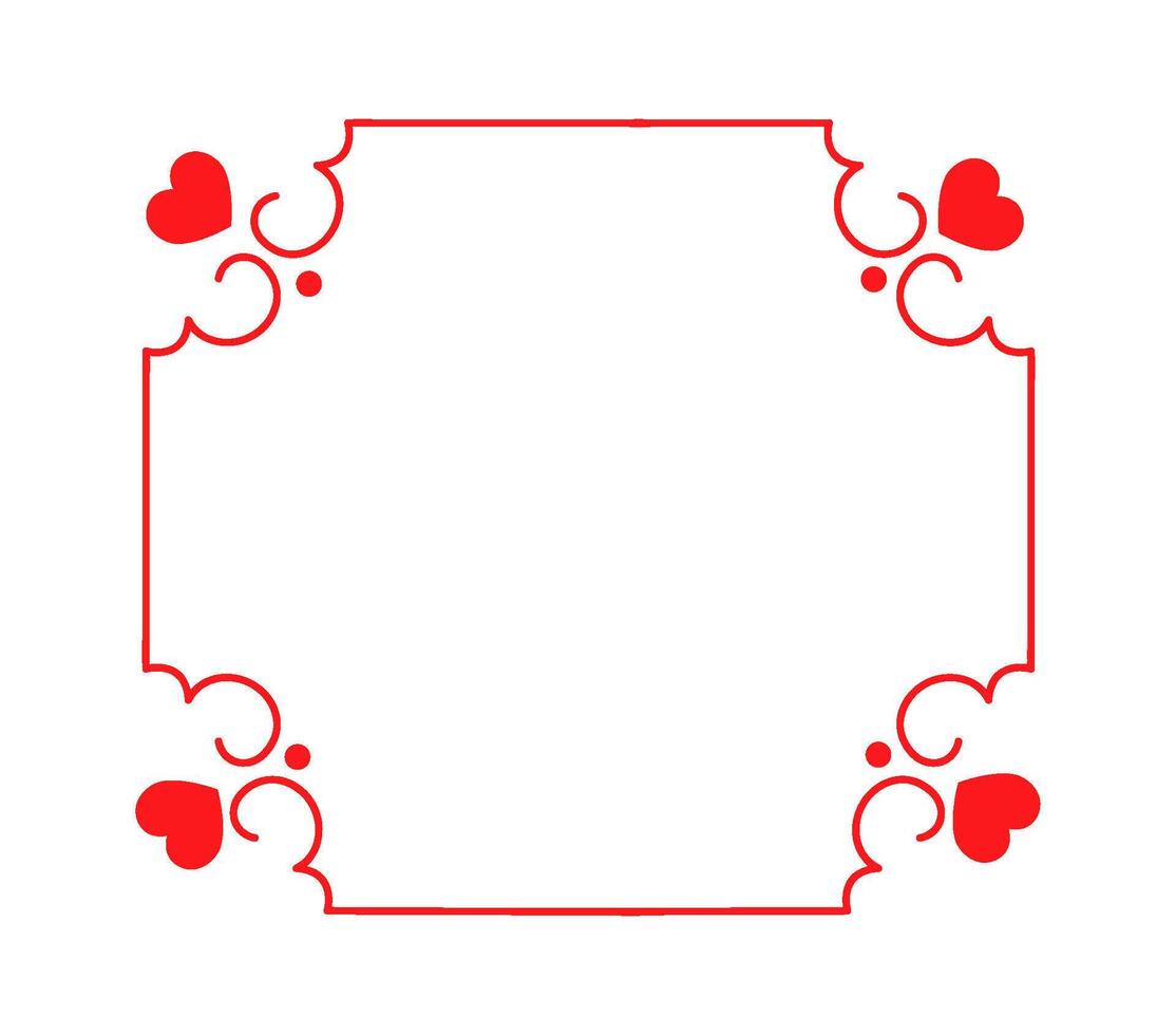 Frame with hearts and curls flat icon Wall decor vector