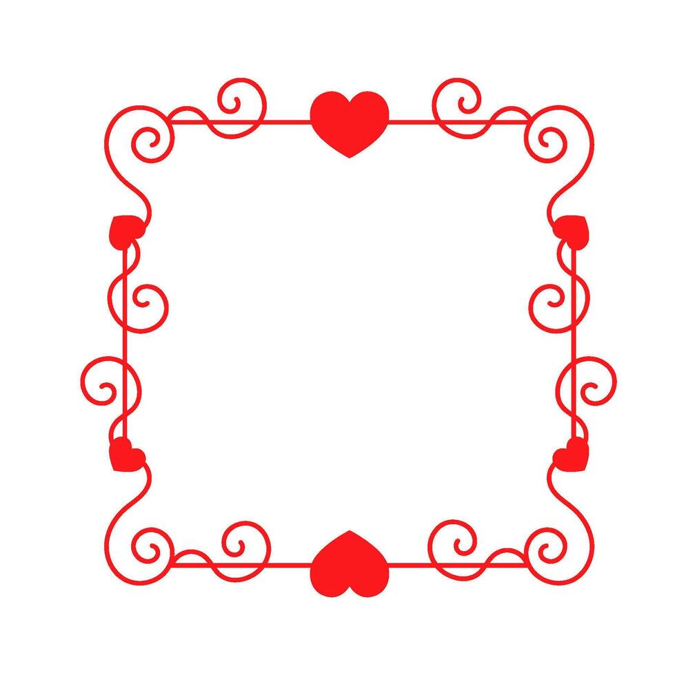 Square frame with hearts flat icon Wall decor element Flat Illustration Icon vector