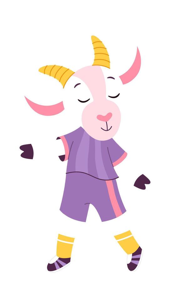 Funny goat in uniform flat icon Football player Illustration vector