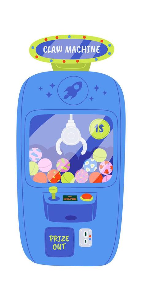 Claw crane grabber machines flat icon Entertainment service Illustration vector