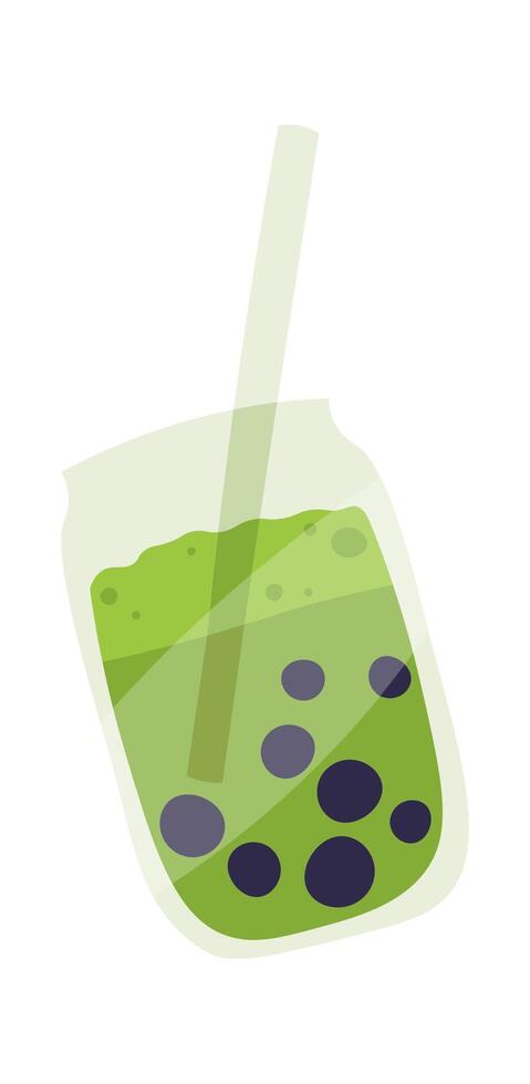 Bubble tea with matcha powder flat icon vector