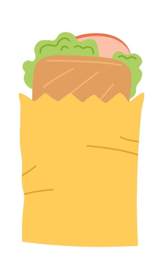 Tasty sandwich in paper package flat icon vector