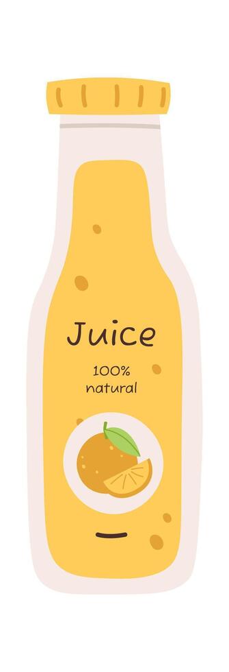 Orange juice in plastic bottle flat icon Balanced nutrition vector