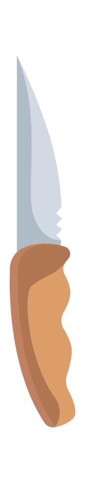 Kitchen utensil flat icon Knife with wooden handle vector