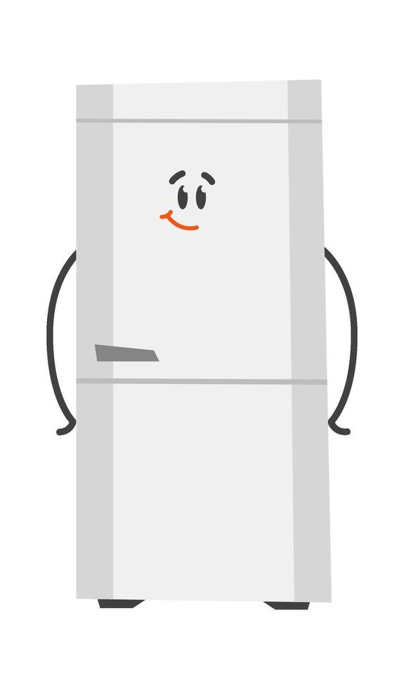Cartoon steel fridge flat icon Household appliance vector