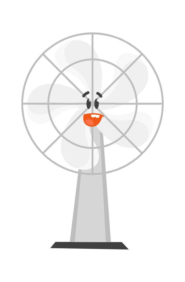Cartoon electric standing fan flat icon Household appliance vector