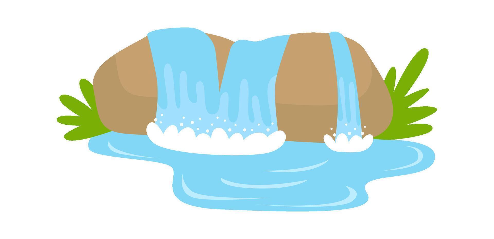 Waterfall flat icon Motion water from rock Biodiversity vector