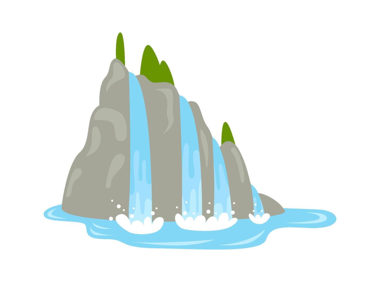 Waterfalls flat icon Tropical landscape Water falling from mountain vector
