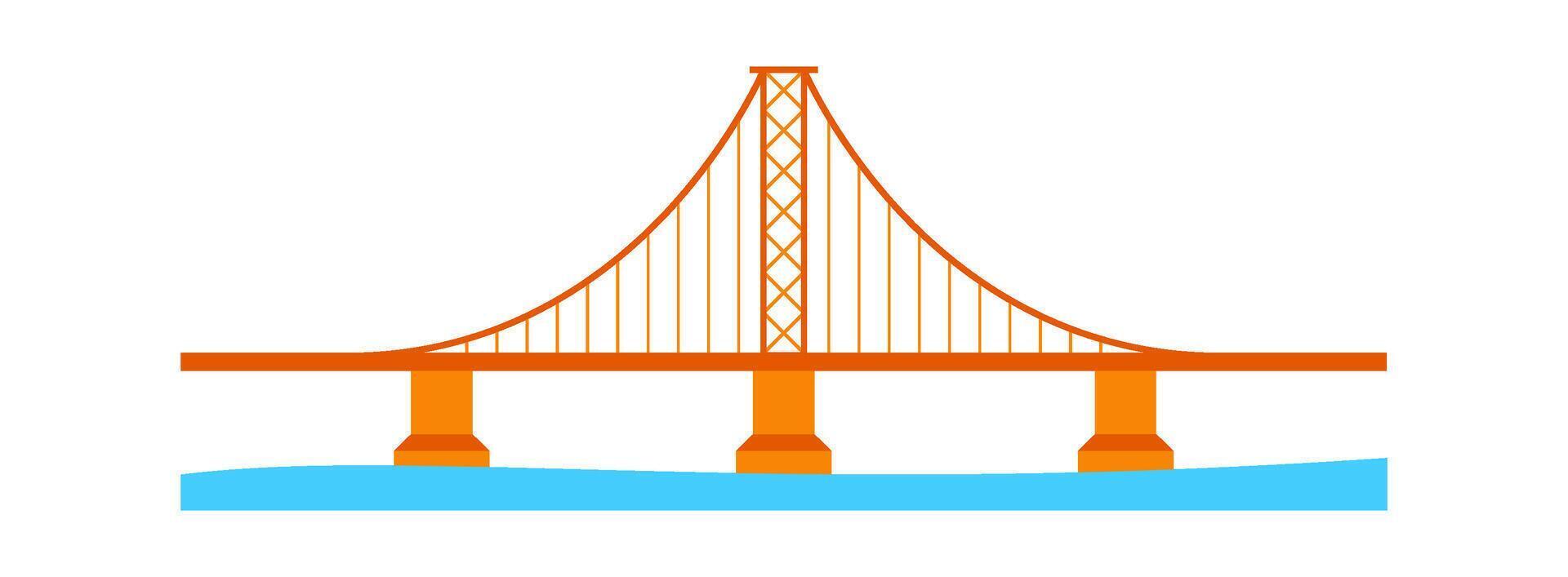 Bridge construction between two coasts flat icon Architecture element Illustration vector
