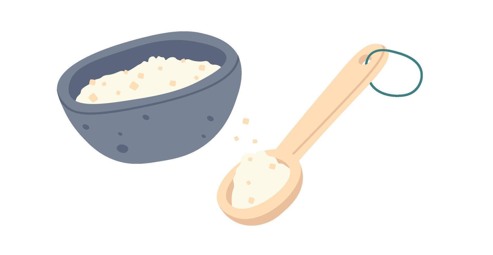 Spa procedure flat icon Sea salt in bowl for body vector