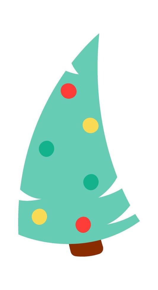 Evergreen tree with lights and toys flat icon vector