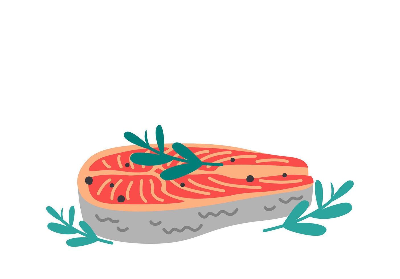 Food preparation flat icon Cooking salmon with basil vector