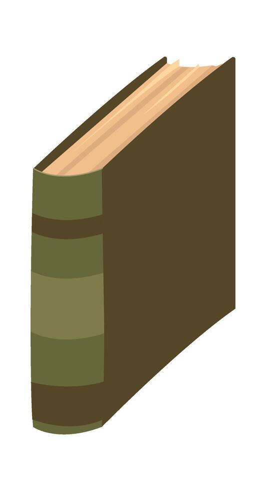 Old book with green cover flat icon Knowledge vector
