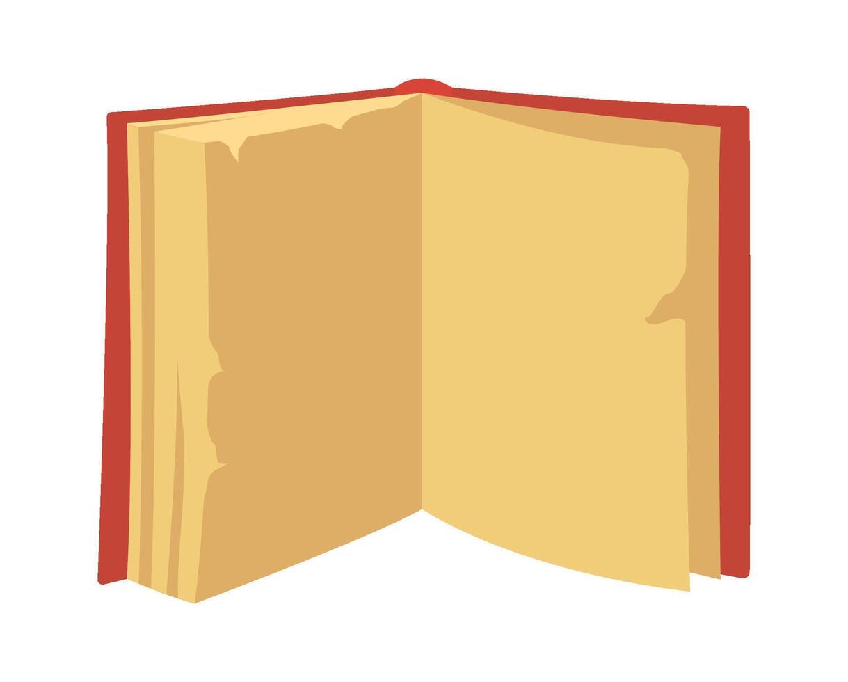 Open book with yellow paper flat icon Manuscript vector