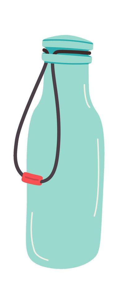 Glass bottle for drinks flat icon Reusable thermos vector