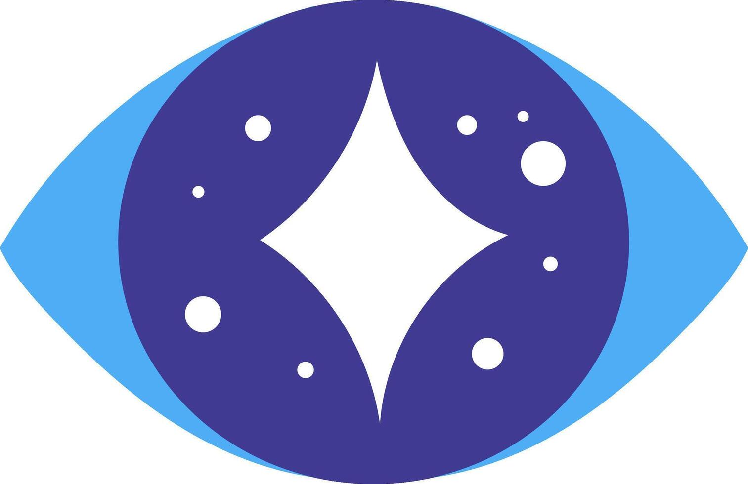 Simple illustration of an eye with bright pupil and white dots symbolizing vision, care and health, ideal for healthcare or ophthalmology businesses vector