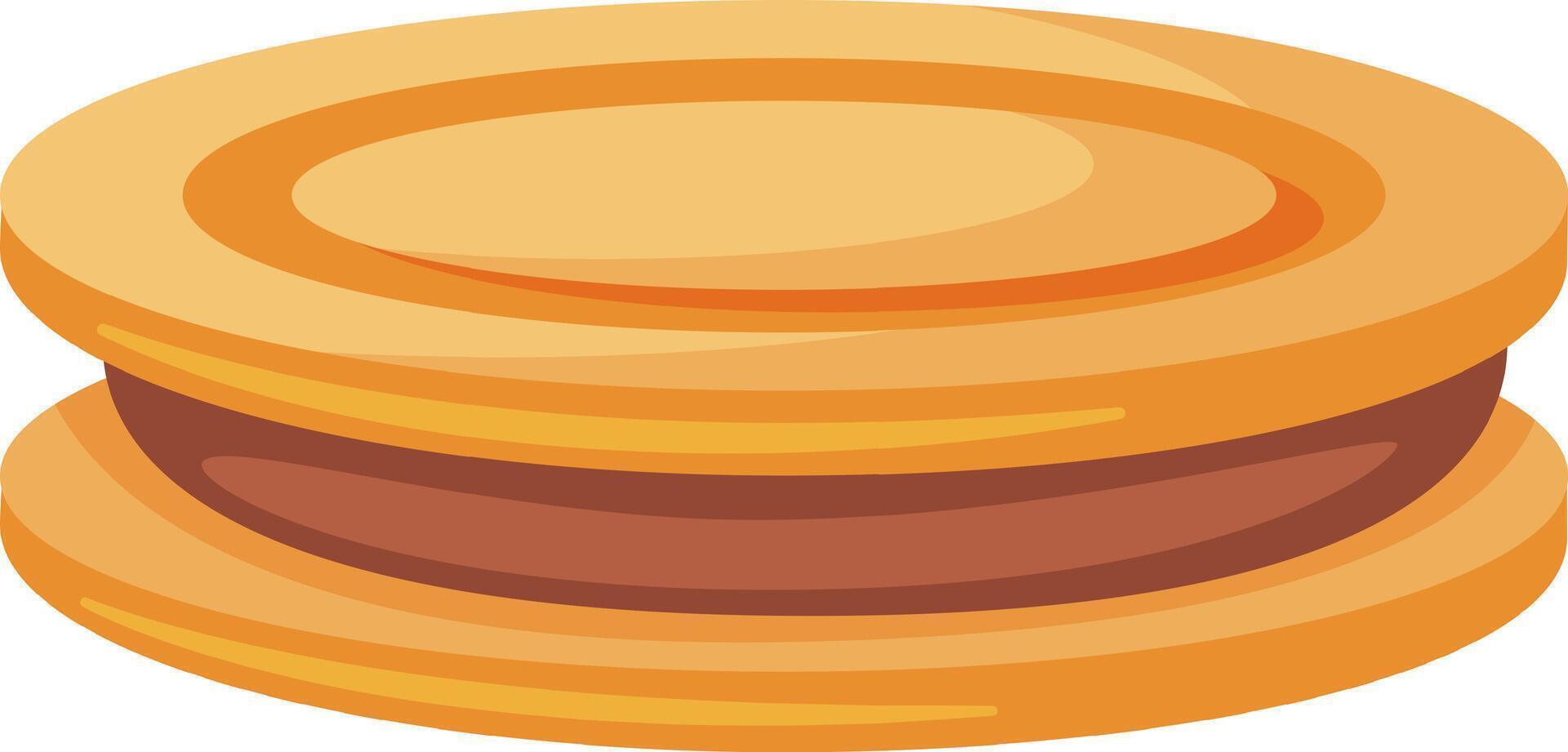 Two round biscuits filled with rich chocolate create a delightful snack, ideal for enjoying at breakfast or grabbing a quick bite anytime throughout the day vector
