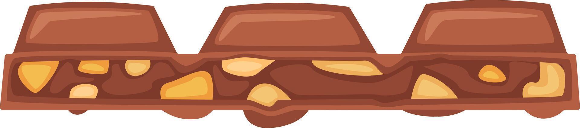Indulging in a chocolate bar filled with rich caramel and crunchy nuts, bringing sweetness and joy to every moment. Perfect for satisfying cravings and enhancing treats vector