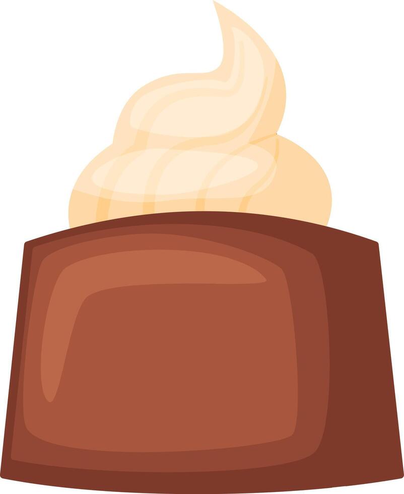 Swirling creamy vanilla buttercream frosting atop a rich, moist square chocolate cake, creating an irresistible dessert that tempts with its sweetness and indulgent flavor vector