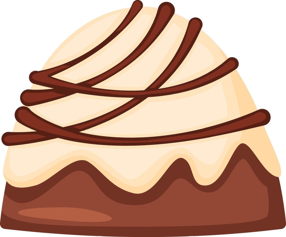 Creamy, smooth, and decadent bonbon covered in white chocolate and drizzled with rich dark chocolate, creating a visually appealing and tempting treat vector