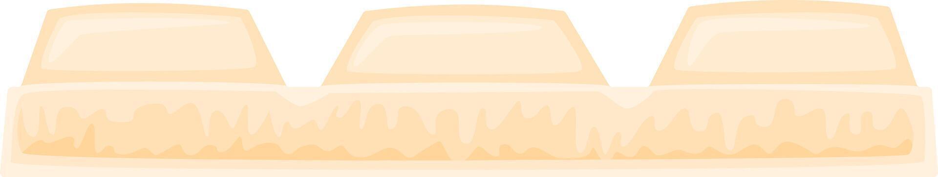 Three pieces of white chocolate candy with visible creamy filling, resting on a base and arranged in a seamless repeating pattern, offering a delightful and indulgent treat vector