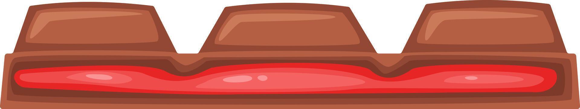 Chocolate bar with strawberry filling isolated on a white background, showing its delicious interior, perfect for representing sweetness and indulgence vector