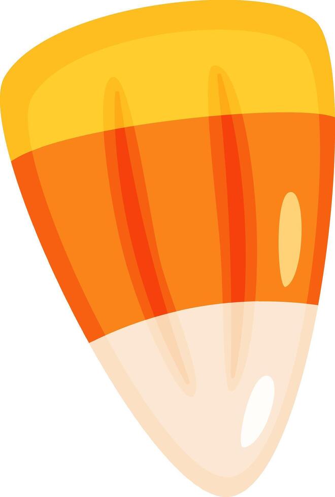 Candy corn with yellow, orange, and white stripes representing a traditional Halloween treat, symbolizing autumn festivities and trick or treating vector