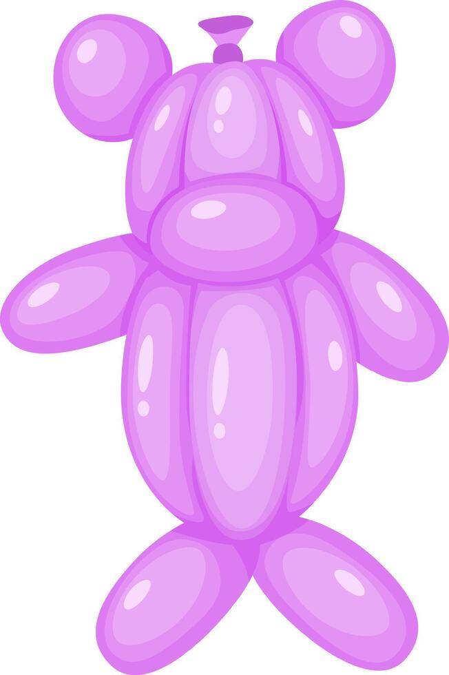 Purple twisting balloon animal shaped like a bear, standing playfully against a bright white background, enhancing party decorations and bringing joy to children's entertainment at celebrations vector