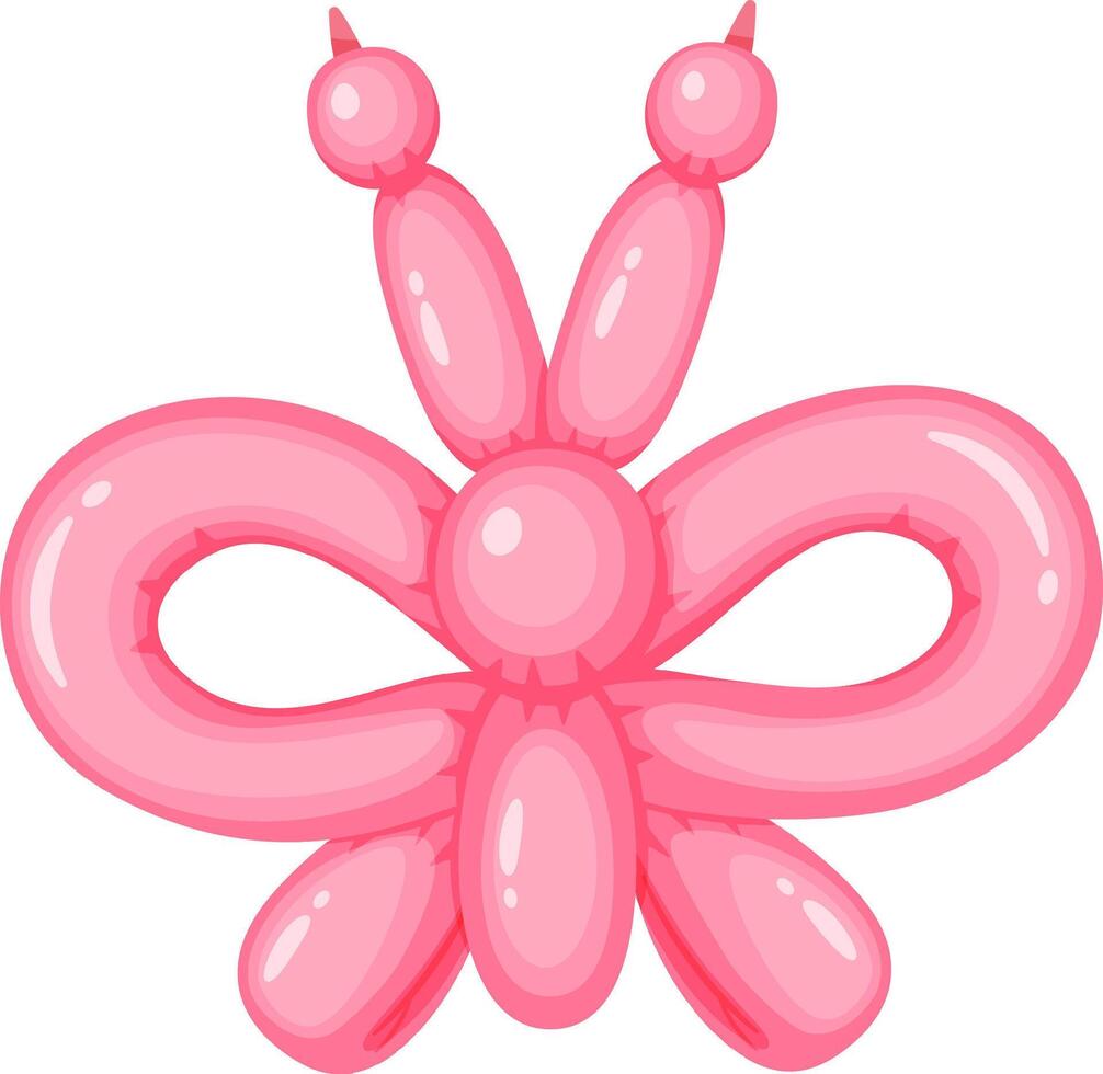 Pink balloon animal shaped like a butterfly with antennas and a bow tie, perfect for party decorations, children's entertainment, or any festive occasion vector