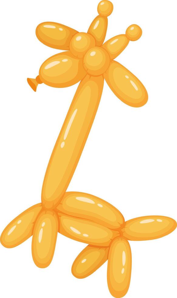 Playful giraffe crafted from a long, twisting yellow balloon, standing proudly against a clean white backdrop, evoking a sense of childhood joy and celebration vector
