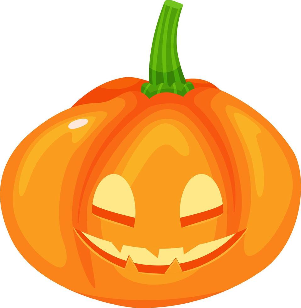 Halloween pumpkin with glowing eyes and toothy smile celebrating halloween with a spooky and festive atmosphere, perfect for halloween projects vector