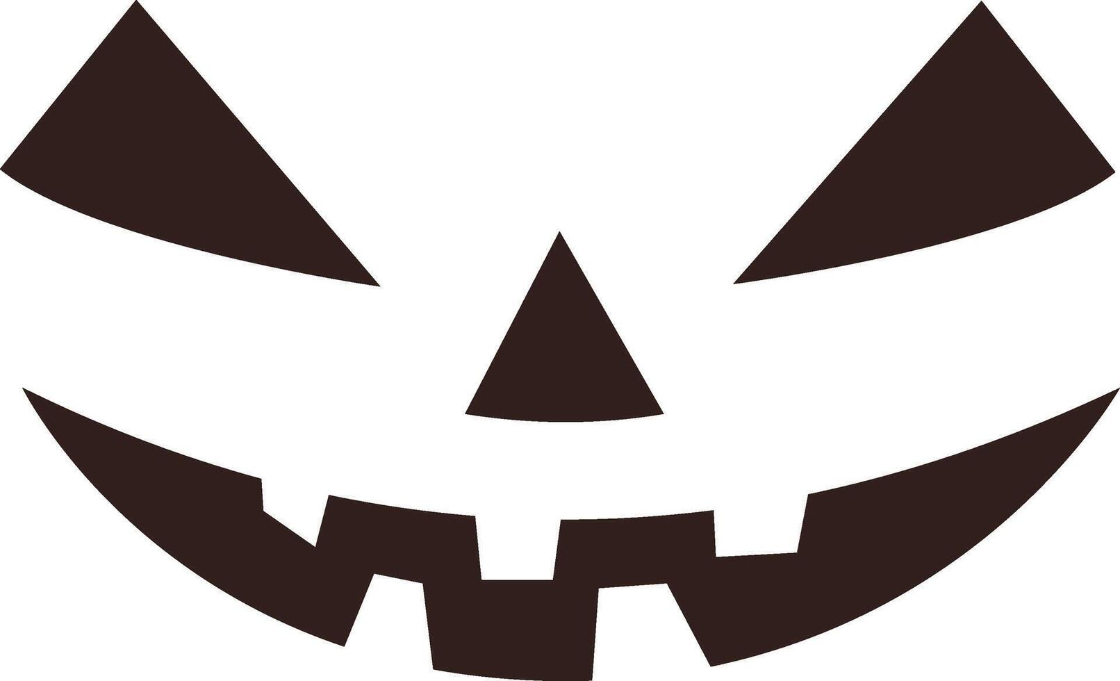 Simple carved halloween pumpkin face with triangular eyes and nose and a toothy grin, perfect for greeting trick or treaters on a spooky night vector