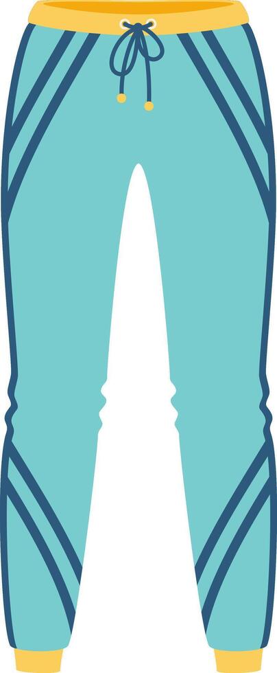 Comfortable light blue sweatpants with yellow elastic band and drawstring, perfect for relaxing at home or engaging in light physical activity vector