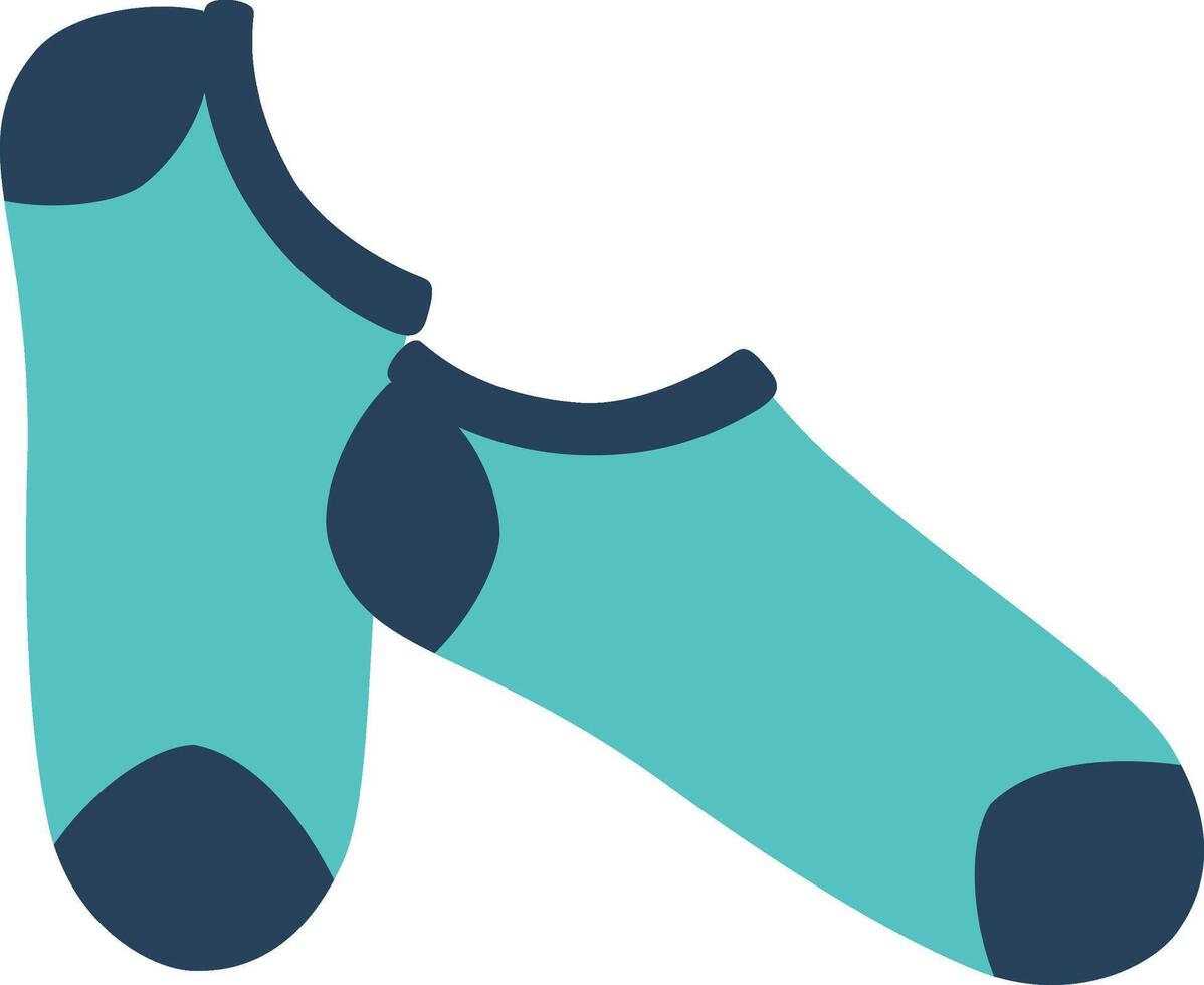 Two turquoise no show socks featuring navy blue heels and toes rest on a clean white background, creating a fresh and stylish visual perfect for modern apparel collections vector