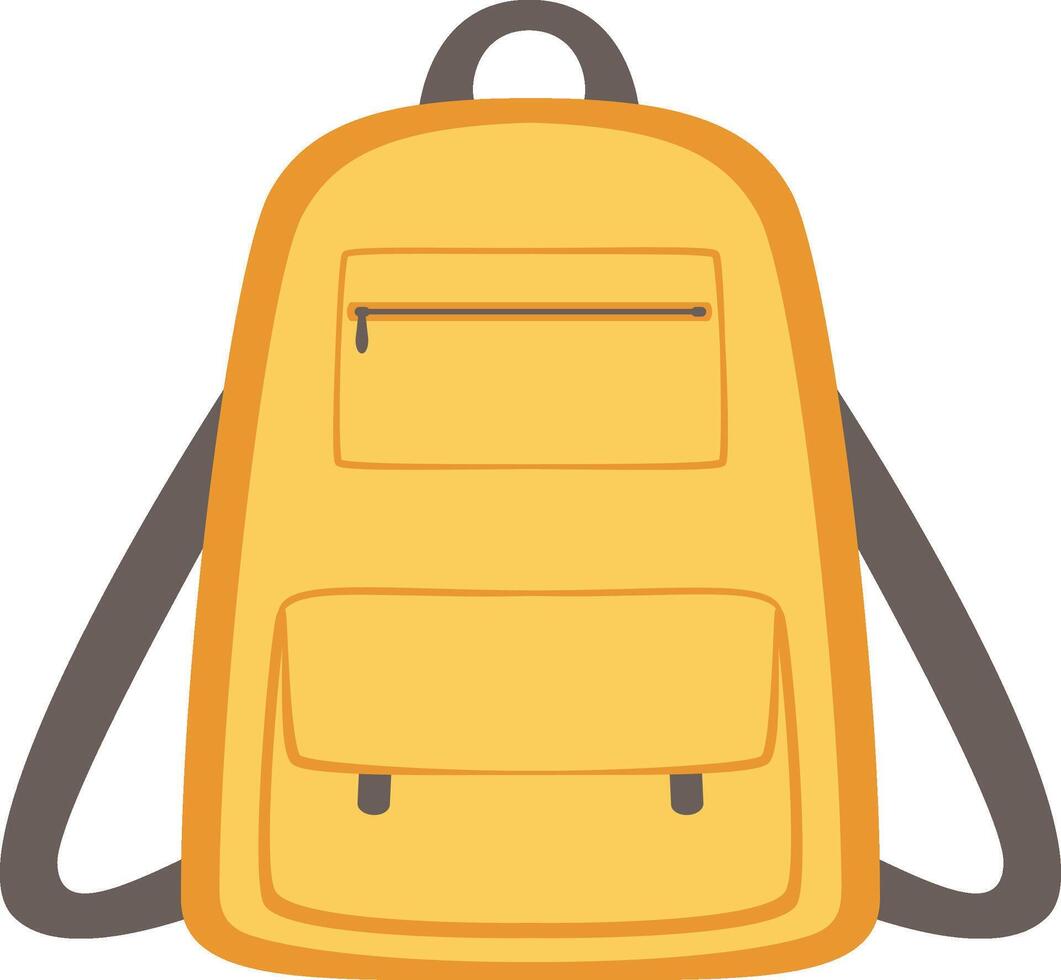 Stylish yellow backpack featuring a zippered pocket and adjustable straps, perfect for students, travelers, or anyone needing a convenient and fashionable carry option on the go vector