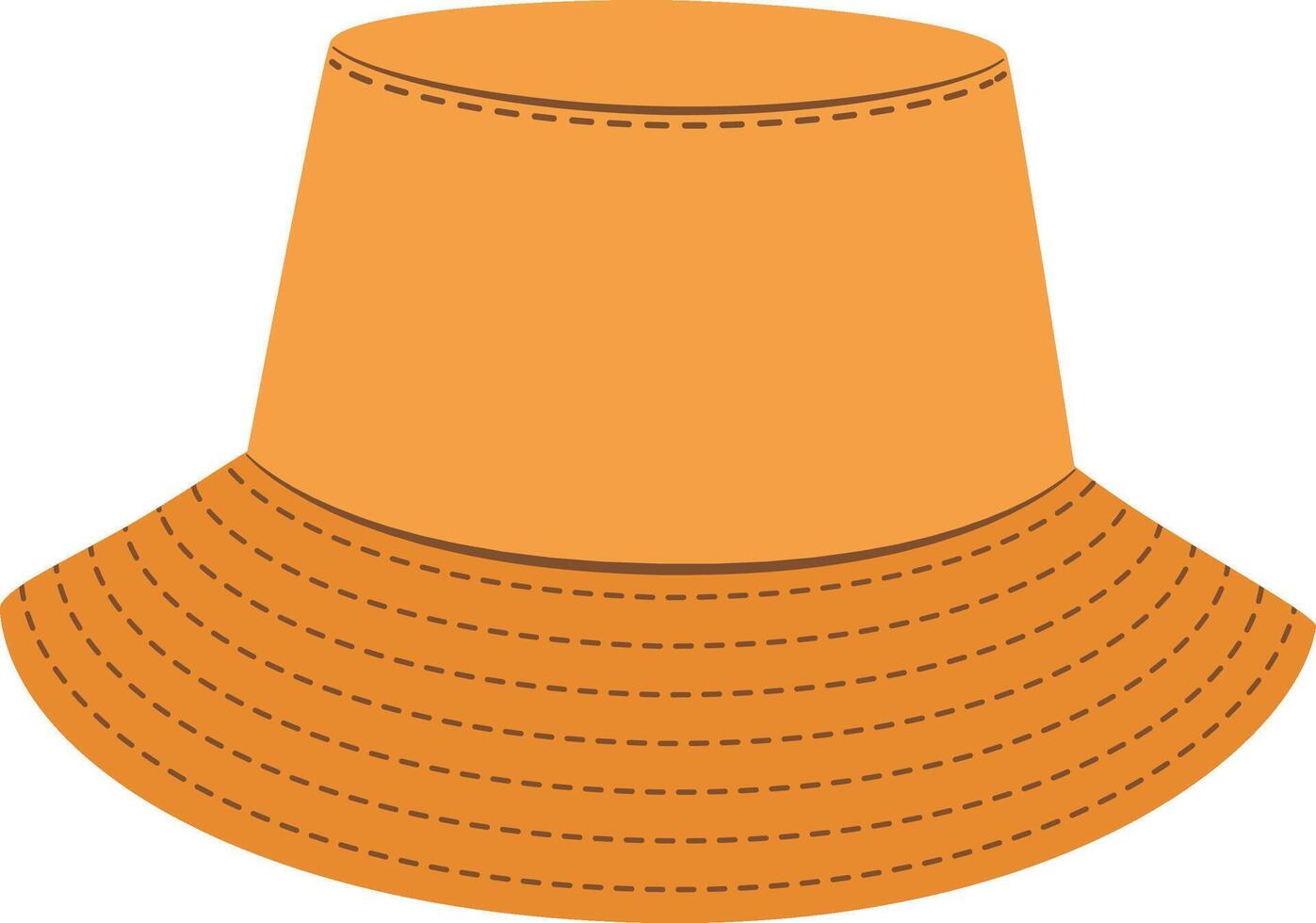 Orange bucket hat with visible stitching details, providing a simple yet stylish sun protection solution, isolated on a clean white background vector