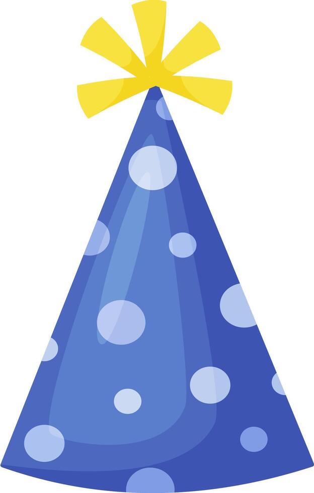 Blue party hat with white polka dots and yellow star on top, celebrating a birthday or other festive event, bringing joy and excitement to the occasion vector