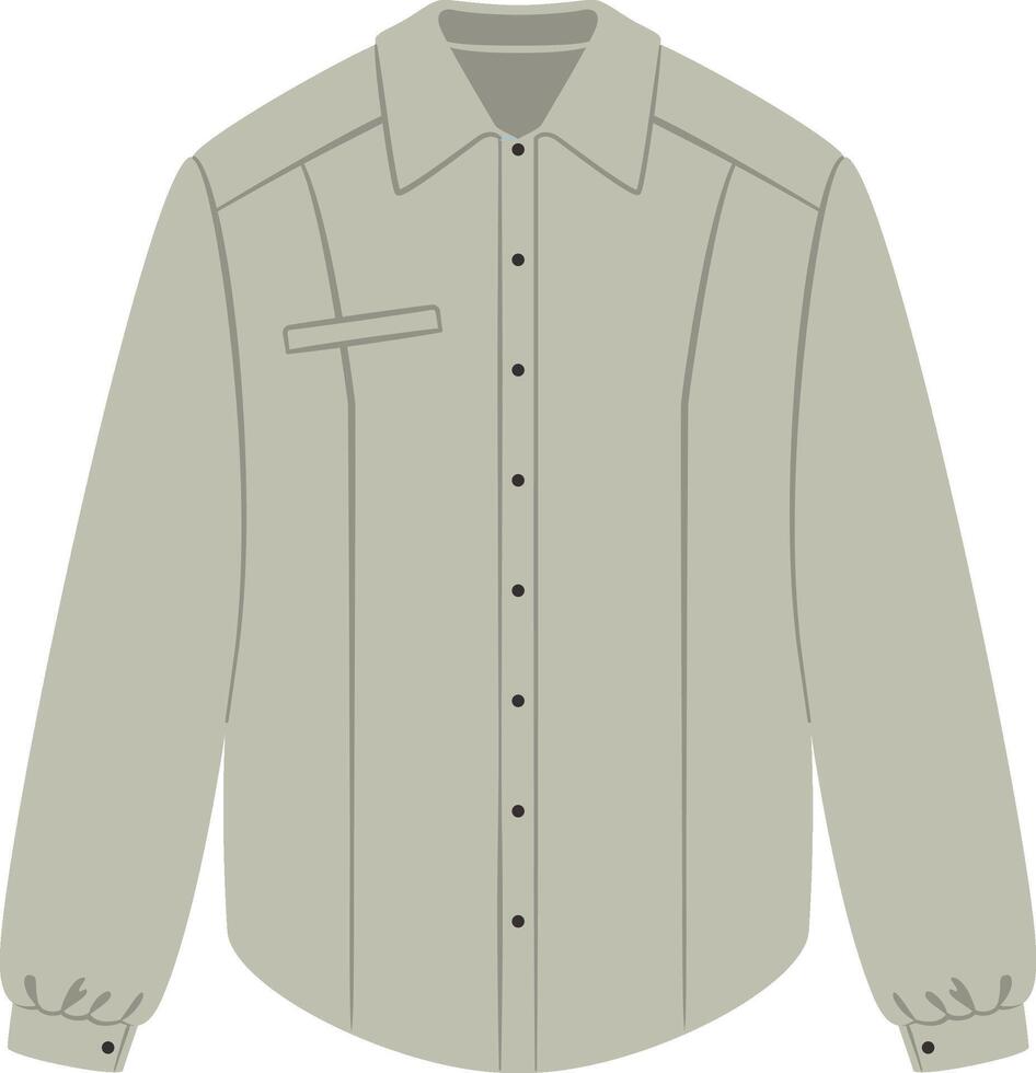 Long sleeved shirt with black buttons and chest pocket, perfect for various occasions, offering a timeless and versatile style for everyday wear or professional settings vector
