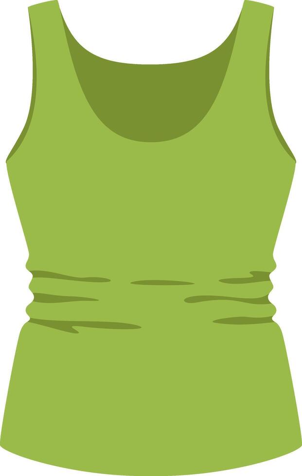 Close up of a folded green sleeveless shirt, showcasing its texture and color against a clean white backdrop, suitable for fashion or clothing related projects vector