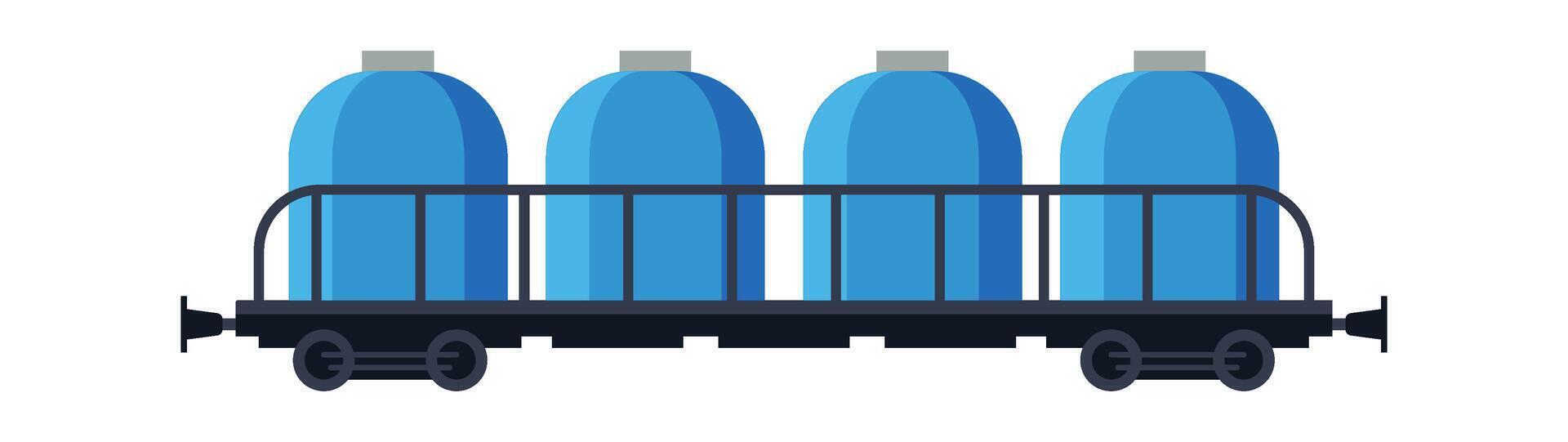 Tank cars on metal platform flat icon Freight wagon vector