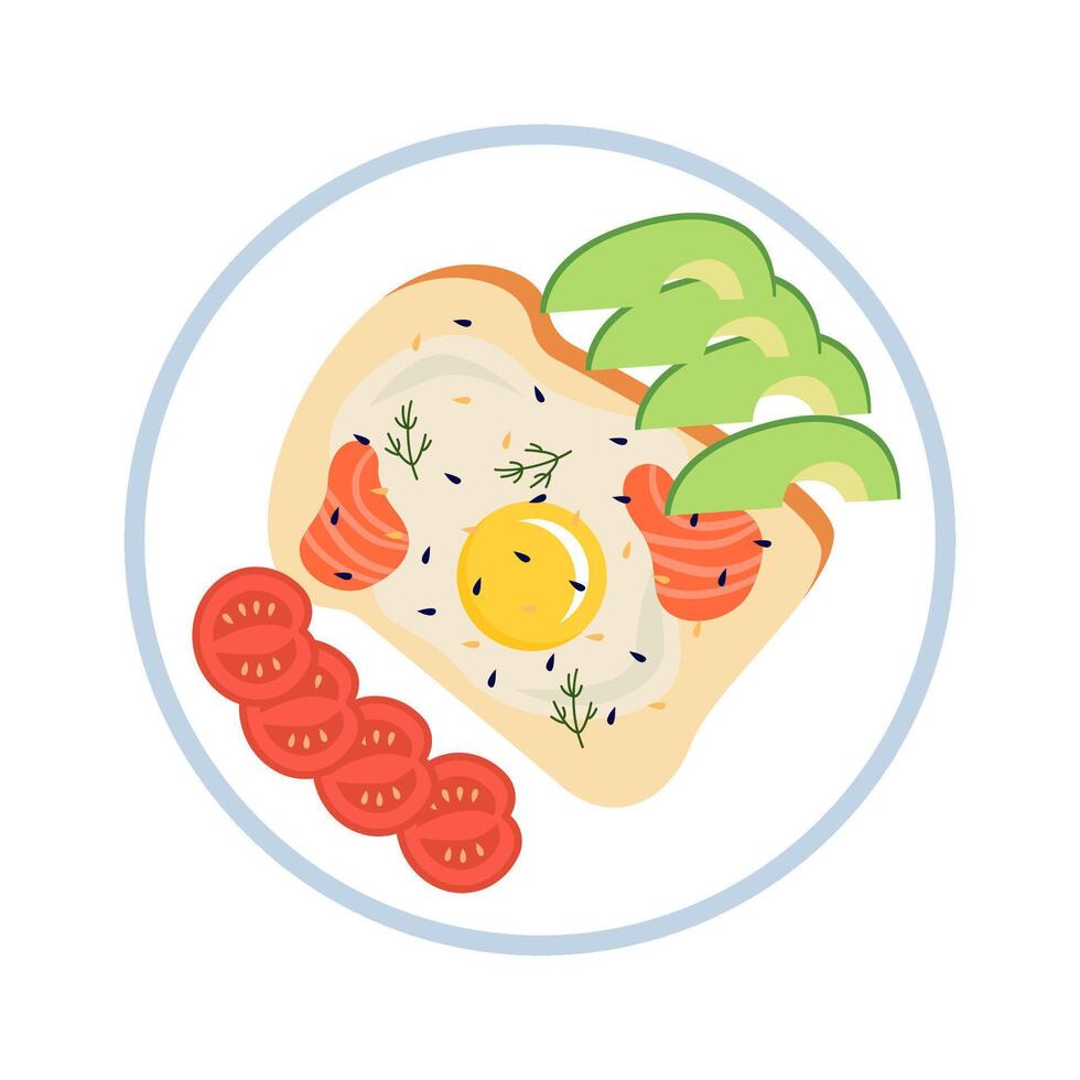 Tasty breakfast flat icon Egg with vegetables vector